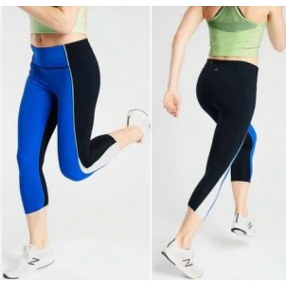 Athleta velocity colorblock capri XS black blue excellent